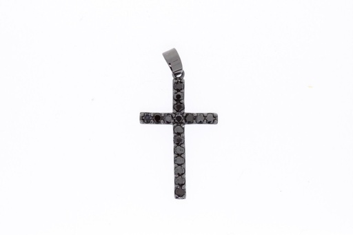 Pendant cross cz silver 925 with black rh