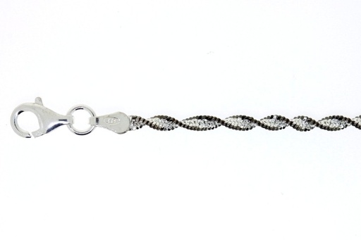 Chain twisted 030 silver 925 40cm rutenium plated
