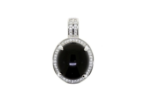 Colgante plata 925 cierre omega onix y zirconita 