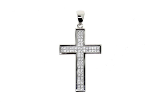 [067790001ZBL] Colgante plata 925 microsetting zirconita cruz 