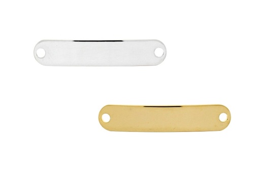 Placa plata lisa rectangular dos agujeros