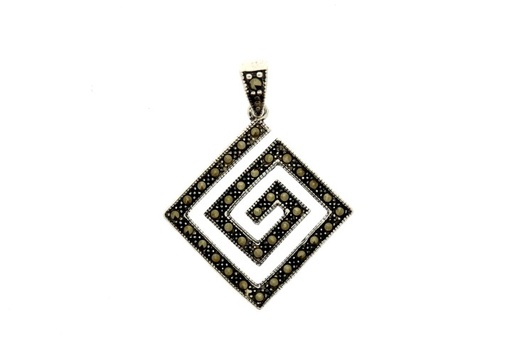 [077120006MAR] Silver 925 marcasite & pearl spiral pendant