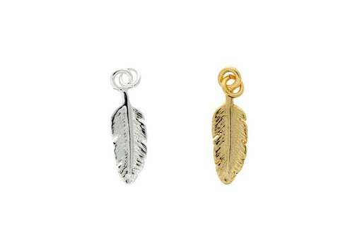 Colgante charm plata 925 pluma