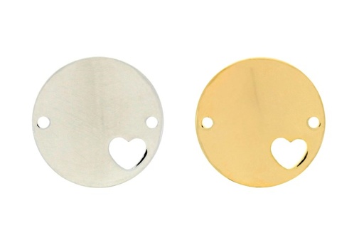 [0815617000DO] Placa plata lisa disco 17mm 2 agujeros corazon 