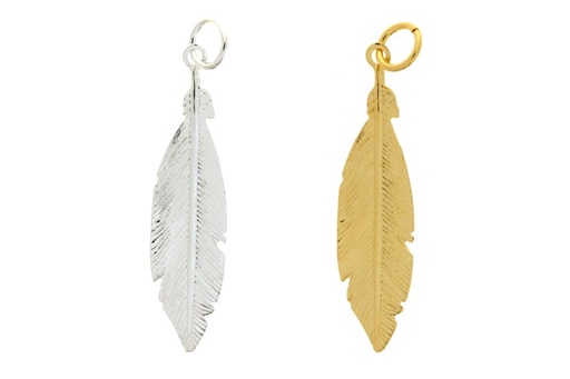 Colgante charm plata 925 pluma 