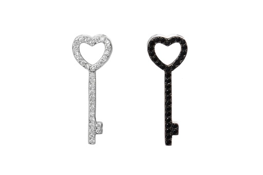 Colgante plata 925 zirconita llave corazon 