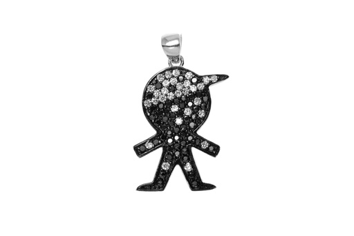 [087850001BBL] Silver 925 boy pendant cz