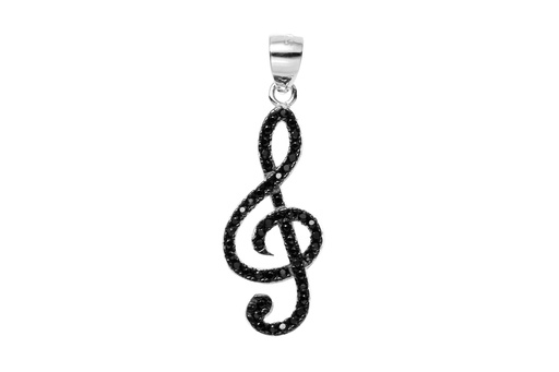 [087870001ZNE] Silver 925 treble clef pendant cz