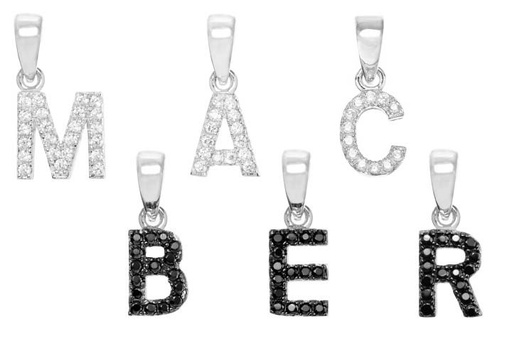 Colgante plata 925 zirconita letra