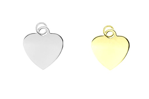 Placa 925 corazon con anilla abierta