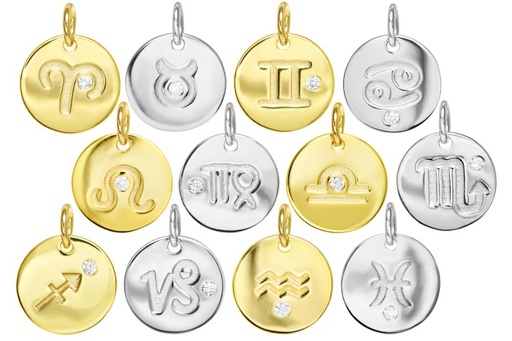 Colgante charm plata 925 horoscopo con zirconita