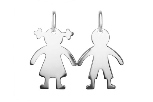 [0964200000PL] Silver 925 girl & boy pendant