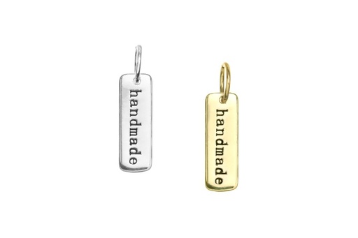 Placa 925 rectangular handmade con anilla cerrada 