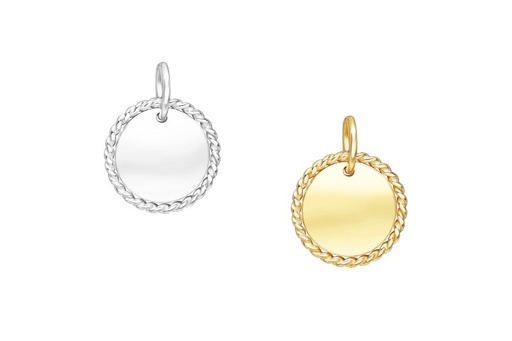 Colgante placa plata 925 redonda12mm