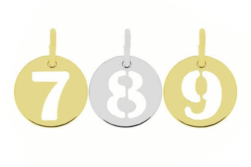 Placa de plata 925 numero calada con anilla cerrad 