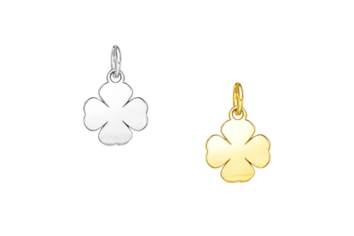 Colgante charm plata 925 trebol anilla abierta 