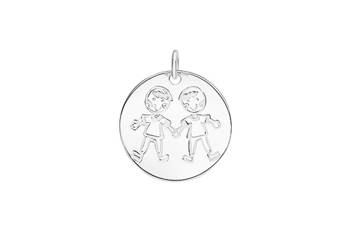 [1182100000PL] Colgante plata 925 placa dos niños 