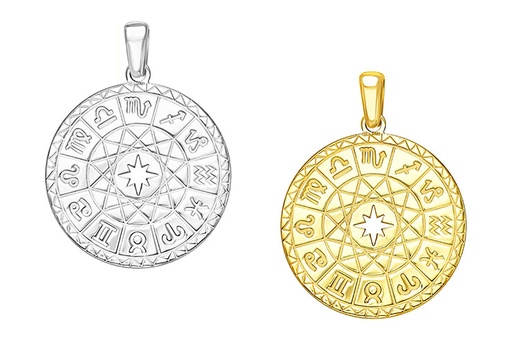 Silver 925 astrological chart pendant