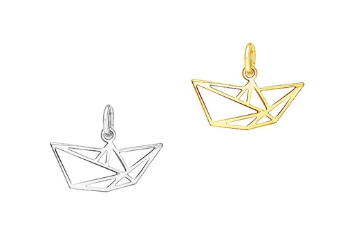 Colgante plata 925 barco papel origami 