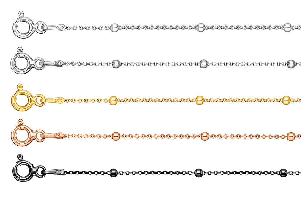 925 Sterling Silver Cable Chain (025) with 2mm Beads