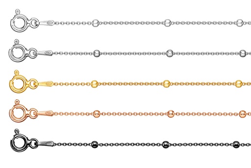 Cadena plata 925 forzada 025 con bola de 2mm