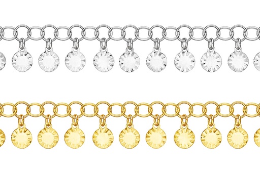 Cadena a metros plata 925 placas diamantadas colgadas