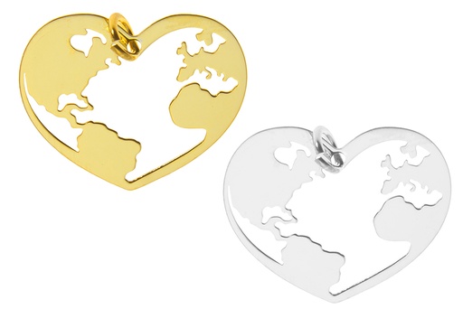 Silver 925 world heart pendant