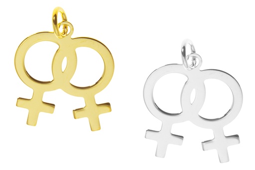 Colgante charm plata 925 doble signo femenino 