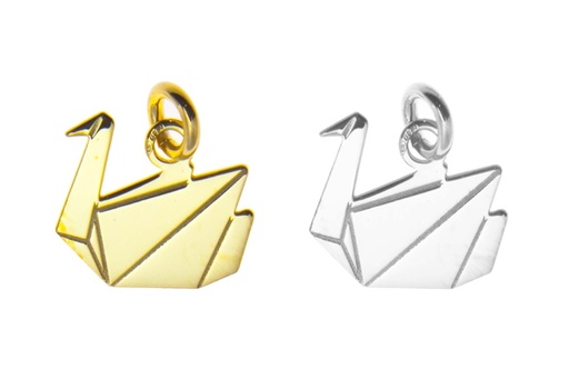 Colgante charm plata 925 cisne origami 