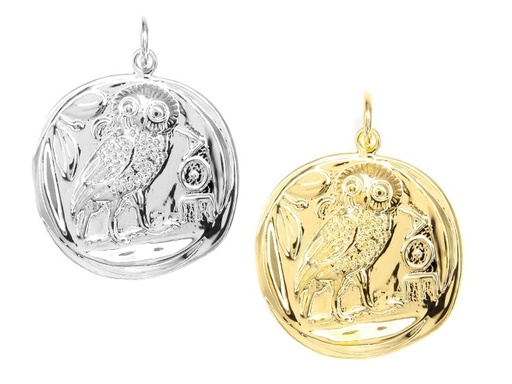 Colgante plata 925 medalla búho 