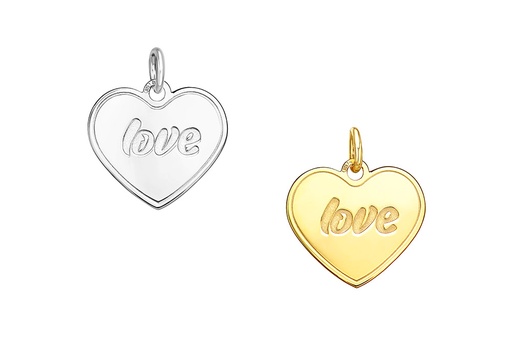 Colgante plata 925 placa corazón love con anilla 