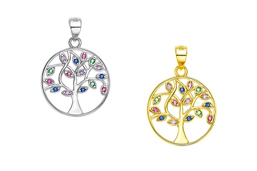Silver 925 tree pendant cz