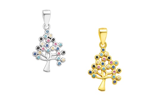 Silver 925 tree pendant cz