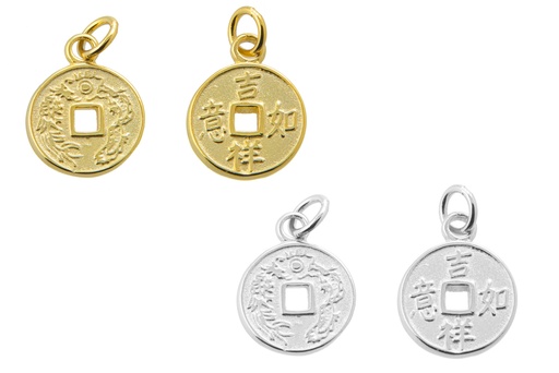Colgante charm plata 925 moneda china 
