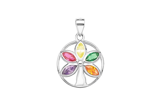 [133930001ZMC] Colgante plata 925 flor con mix de zirconitas 