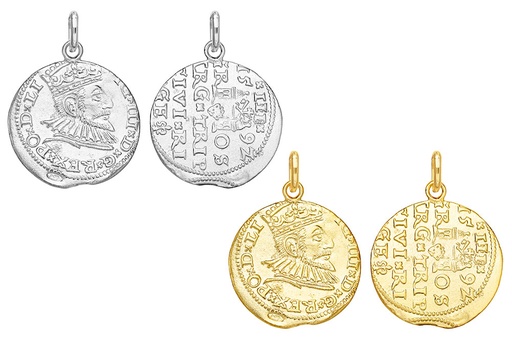 Silver 925 king ancient coin pendant