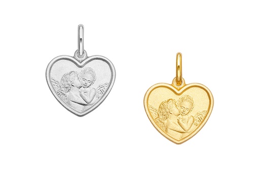 Colgante plata 925 corazón con ángeles