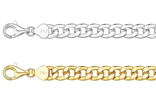 Sterling silver 7.5mm hollow flat curb chain 180 necklace