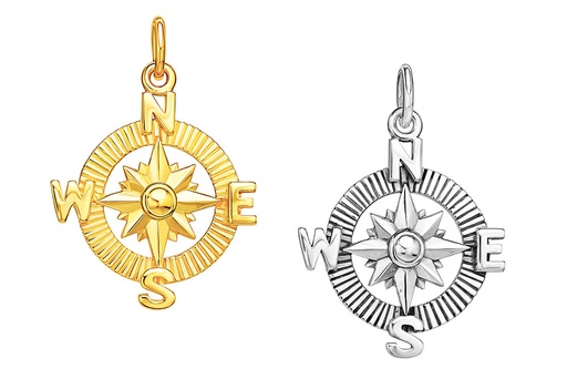 Colgante plata 925 rosa de los vientos con anilla 