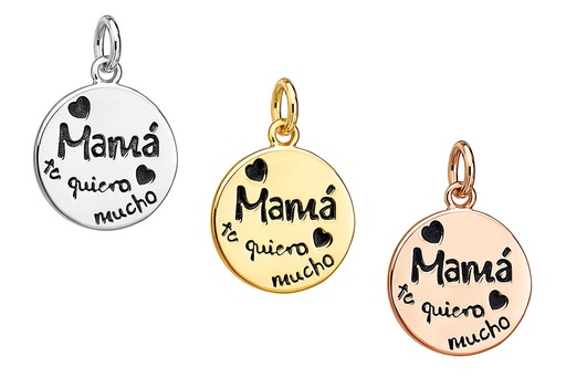 Colgante plata 925 mamá te quiero mucho con anilla 