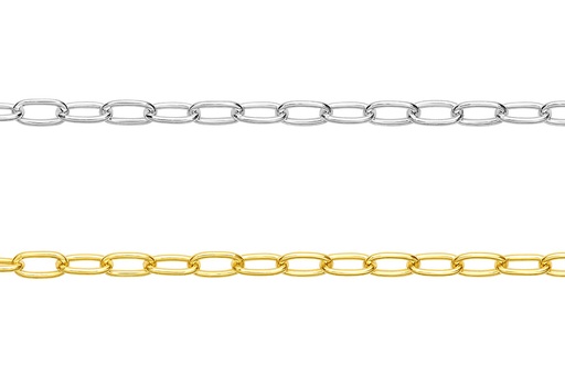 Silver 925 4mm elongated oval cable chain by meters