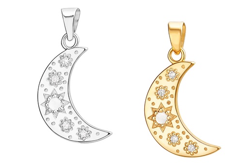 Sterling silver moon pendant semi-precious stone