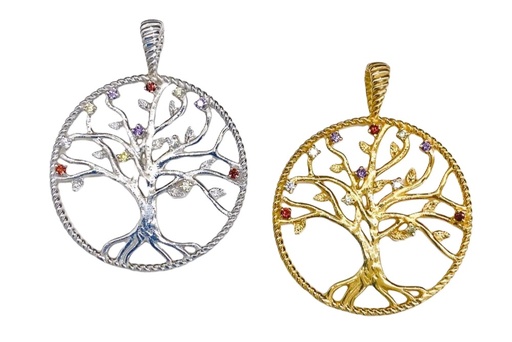 Sterling silver tree of life  pendant with cz