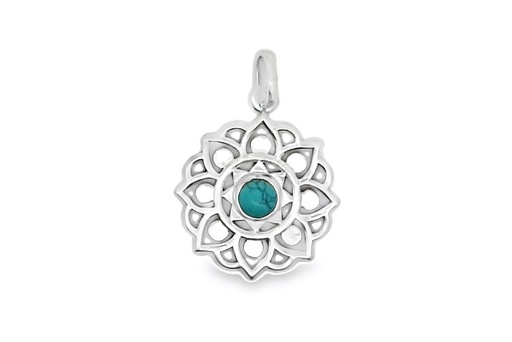 [14922P000000TUPL] Sterling silver flower semiprecious stone pendant