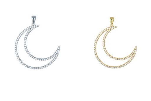 Sterling silver zirconia moon pendant
