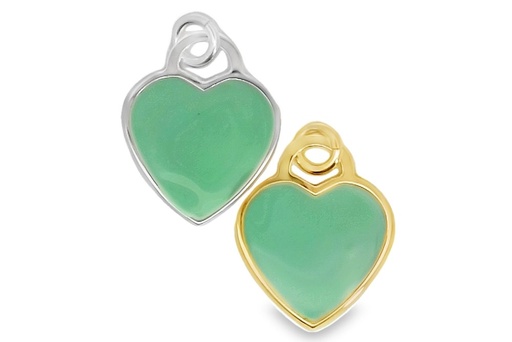 Sterling silver enamel heart pendant with ring