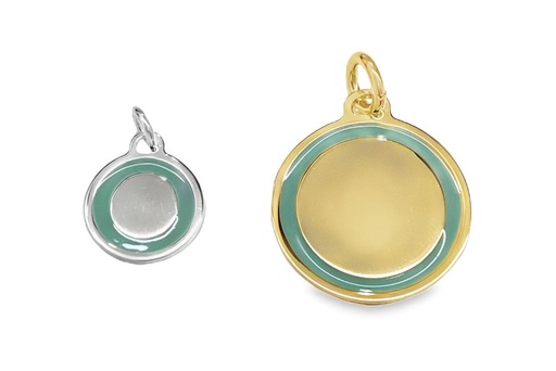 Sterling silver enamel circle pendant with ring