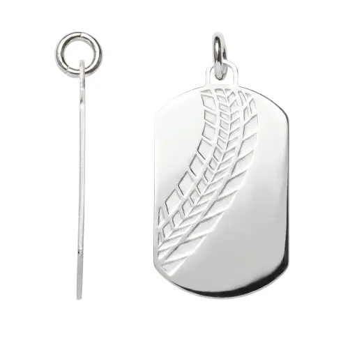 [15162P00000000PL] Sterling silver car footprint tag pendant