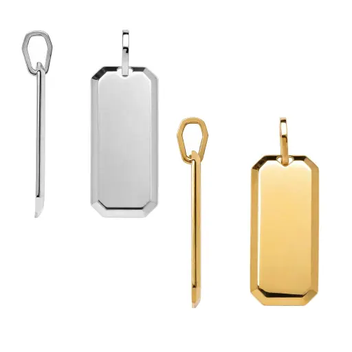 Colgante plata 925 placa rectangular borde biselado 