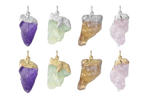 Sterling silver semi precious rough stone pendant